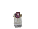 10K Solid Yellow Gold Oval Pink Tourmaline & Spinel Accented Ring Size 6.75 - Just Stuff I Sell