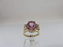 10K Solid Yellow Gold Oval Pink Tourmaline & Spinel Accented Ring Size 6.75 - Just Stuff I Sell