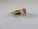 10K Solid Yellow Gold Oval Pink Tourmaline & Spinel Accented Ring Size 6.75 - Just Stuff I Sell