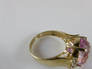 10K Solid Yellow Gold Oval Pink Tourmaline & Spinel Accented Ring Size 6.75 - Just Stuff I Sell