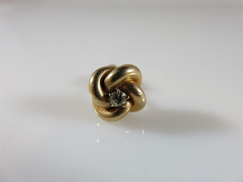 Rare Victorian 10K Gold Natural Earth Mined Diamond Love Knot Lapel Pin Tie Tack - Just Stuff I Sell