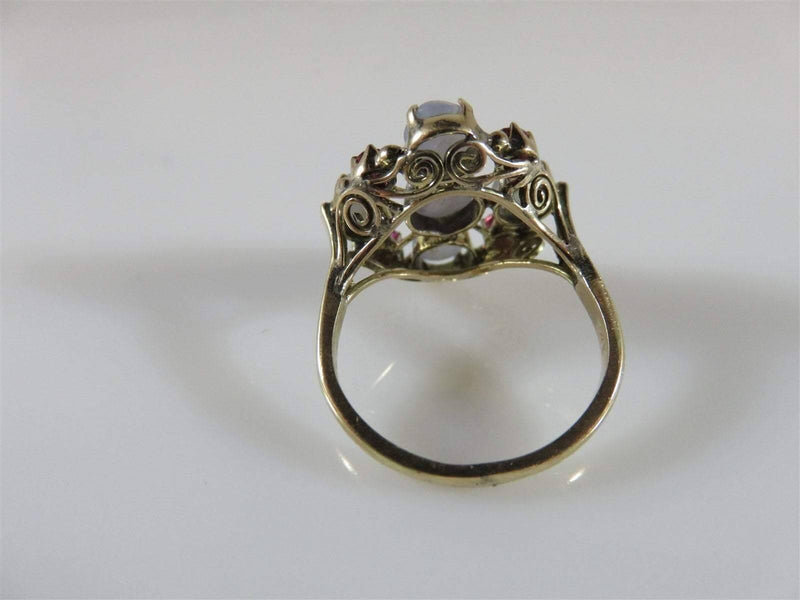 10K Yellow Gold Gray Milky White Natural Star Sapphire & Pink Topaz Ring Size 7 - Just Stuff I Sell