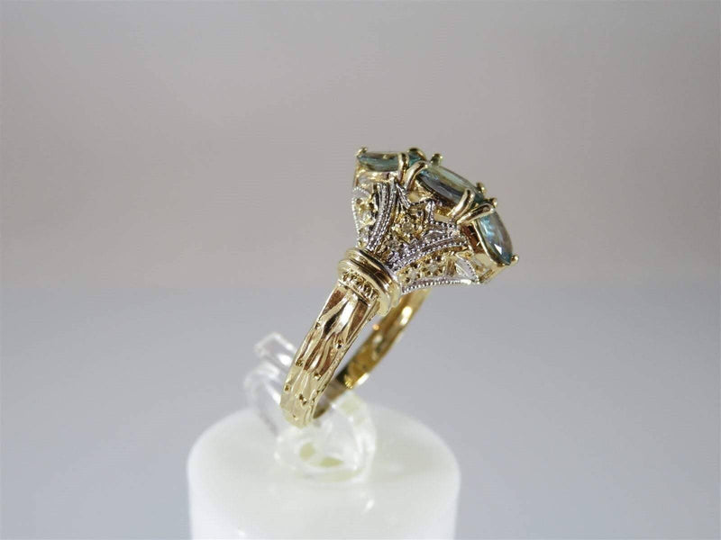14K Yellow White Gold Weinman Brothers Aqua Spinel & Diamond Ring Size 6.75 - Just Stuff I Sell