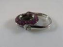 14K White Gold Egyptian Inspired Smoky Quartz Sapphire & Diamond Flip Ring 7.75 - Just Stuff I Sell