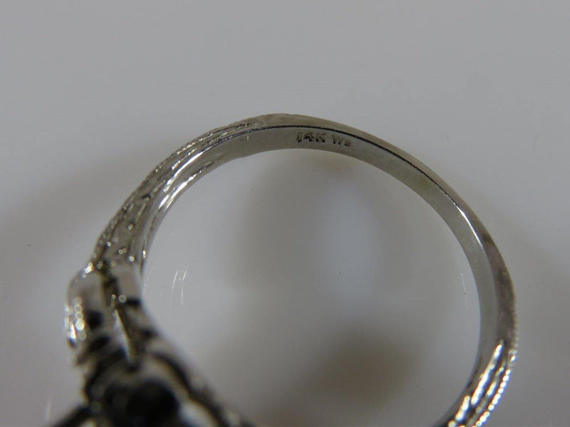 14K White Gold Weinman Brothers Blue Tourmaline Sapphire Diamond Ring Size 7.75 - Just Stuff I Sell