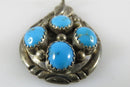 Lovely Southwestern Sterling Turquoise Tear Drop Pendant 1 1/2" High Signed EL - Just Stuff I Sell