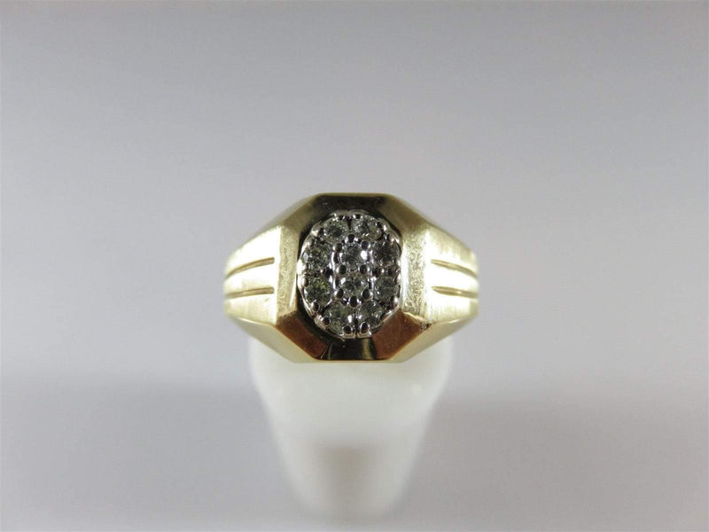 Men's 14K Yellow Gold Diamond Cluster Ring Size 9.75 Textured/Polished Band - Just Stuff I Sell
