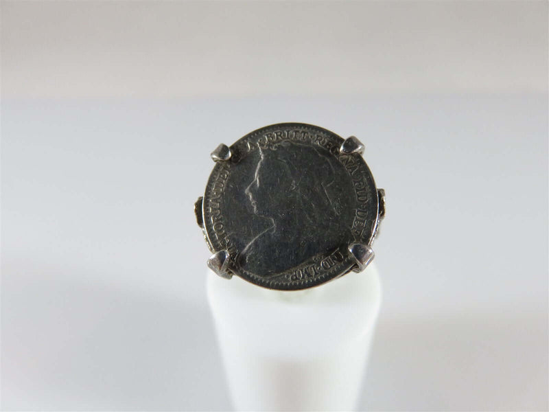 900 Silver 1900 Queen Victoria Great Britain Ladies Coin Ring Size 4 - Just Stuff I Sell