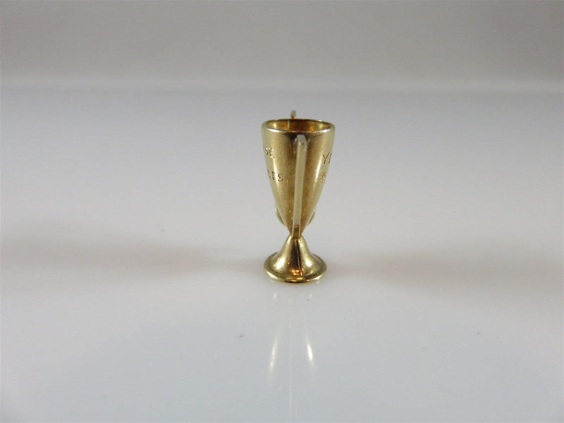 Vintage Mid-Century 14K Yellow Gold Trophy Charm Circa 1955 Engraved - Just Stuff I Sell