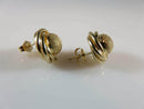14K Yellow Gold Round Ball & Swirl Accented Etched Polished Gold Stud Earrings - Just Stuff I Sell
