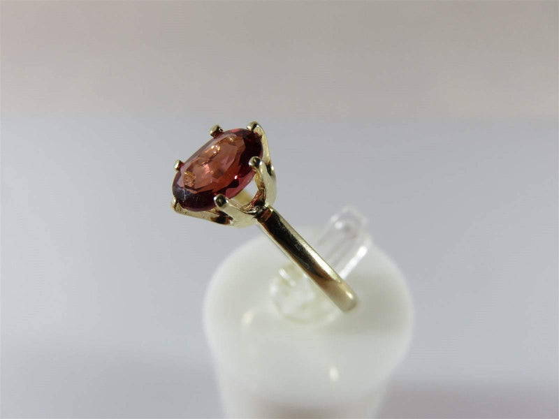 1 Carat Oval Cut Garnet Solitaire Ring 14K Yellow Gold Setting Size 4.5 Lovely - Just Stuff I Sell