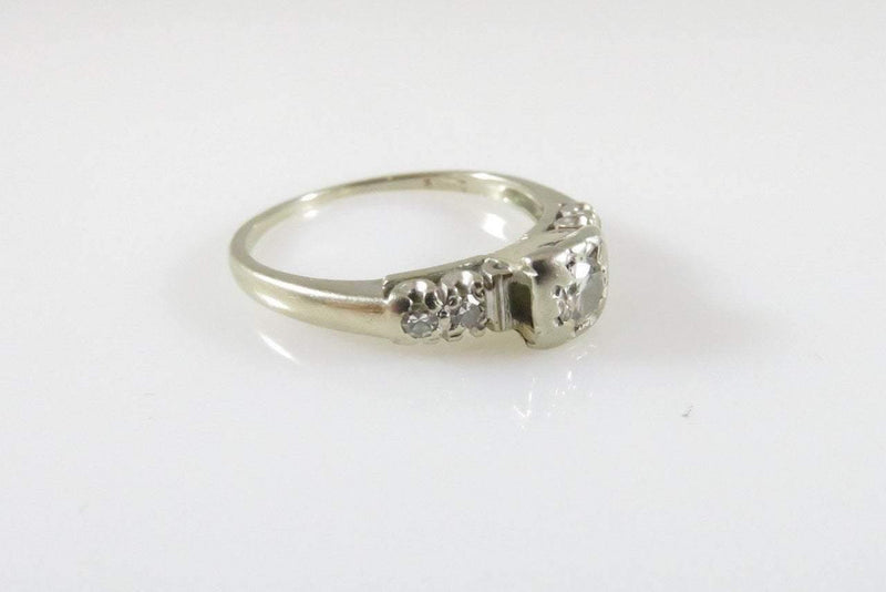 14 Karat White Gold & 5 Diamond Illusion Promise/Engagement Ring Size 7.5 - Just Stuff I Sell