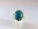 Sterling Silver Cabochon Turquoise Ring Native American Signed RJ Size 10.5 - Just Stuff I Sell