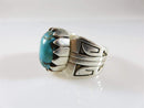 Sterling Silver Cabochon Turquoise Ring Native American Signed RJ Size 10.5 - Just Stuff I Sell