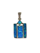 Lovely Inlayed Blue Green Opal Sterling Silver Pendant — Charms & Pendants • Sterling Silver, Silver • Opal — front view