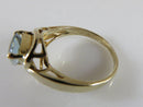 14K Yellow Gold Sky Blue Aquamarine Trillion Cut 3.7 Grams Size 7 Solitaire Ring - Just Stuff I Sell