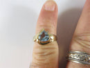 14K Yellow Gold Sky Blue Aquamarine Trillion Cut 3.7 Grams Size 7 Solitaire Ring - Just Stuff I Sell