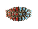 Nice Used Coral & Turquoise Cluster Cuff Sterling Silver Navajo Louise Morgan - Just Stuff I Sell