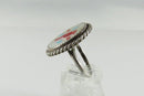 Mother of Pearl Red Cardinal Bird Ring Native American Zuni Sterling Silver Size 5.75 - Just Stuff I Sell