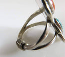 Fabulous Southwestern Turquoise & Coral Sterling Silver Ring Size 6.75 - Just Stuff I Sell
