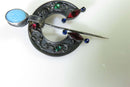 Antique French Sterling Silver Penannular Kilt Cloak Pin Brooch Rose Cut Paste - Just Stuff I Sell