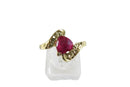 Lovely 10K Gold Ring w/Heart Shaped Ruby and MOM Filigree Design Size 7.5 — Mid Century • 10K, Gold • Ruby — front view