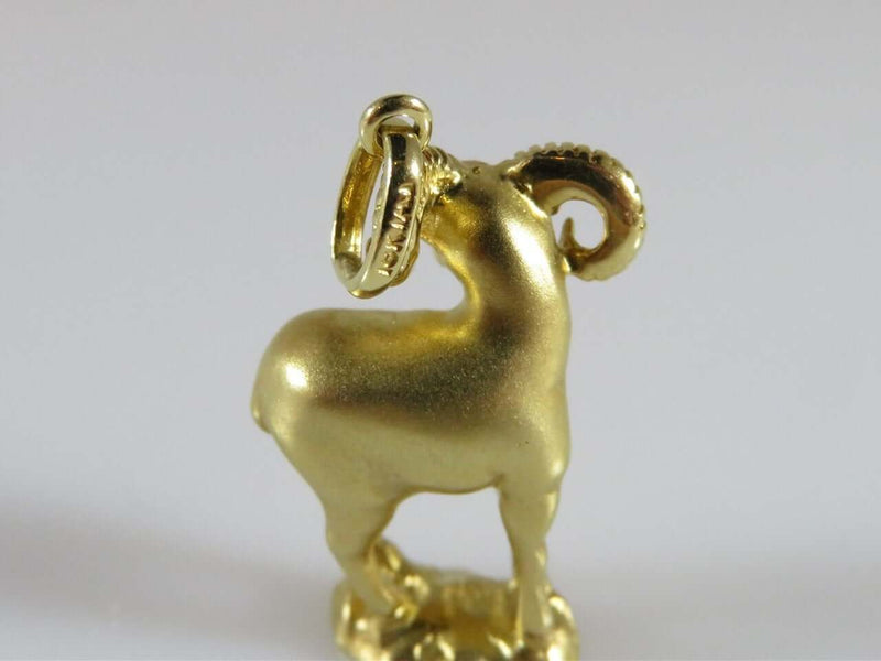 18K Yellow Gold 3D Aries Ram Charm/Pendant Brushed Gold Solid 7.1 Gram 18K Gold - Just Stuff I Sell