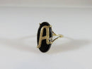 10K Yellow Gold Mid Century Onyx Letter A Initial Ring Size 9 & 3.1 Grams - Just Stuff I Sell