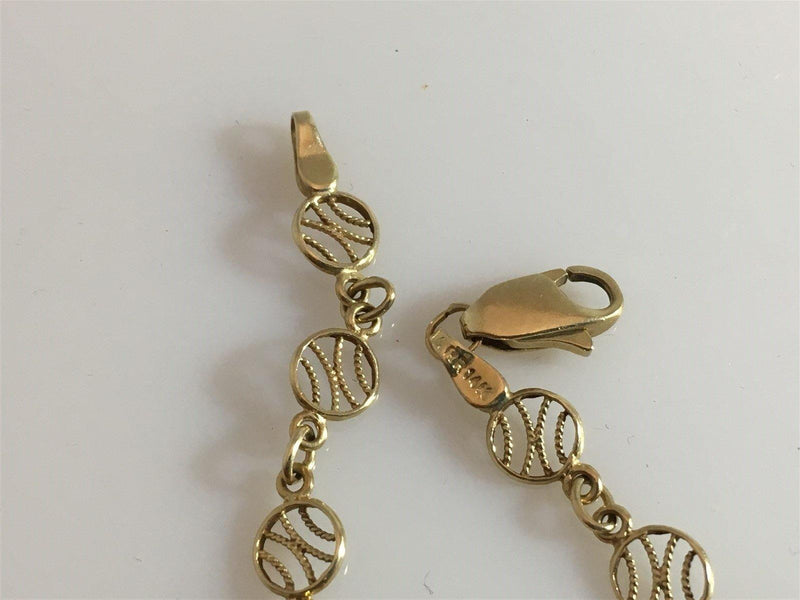 14K Yellow Gold Tennis/Baseball Link Style Bracelet 7 1/4" TL 3.6g - Just Stuff I Sell