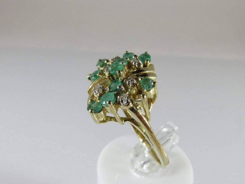 14K Solid Gold Diamond & Emerald Ring Size 7.75 For Repair/Restoration - Just Stuff I Sell
