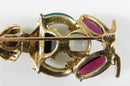 Stunning 14K Yellow Gold Fortune Teller Brooch Tourmaline, Moonstone, Topaz - Just Stuff I Sell