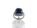 14K White Gold Sugarloaf Blue Sapphire & Topaz Art Deco Inspired Ring Size 4 - Just Stuff I Sell