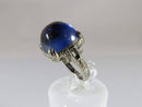 14K White Gold Sugarloaf Blue Sapphire & Topaz Art Deco Inspired Ring Size 4 - Just Stuff I Sell