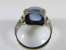 14K White Gold Sugarloaf Blue Sapphire & Topaz Art Deco Inspired Ring Size 4 - Just Stuff I Sell