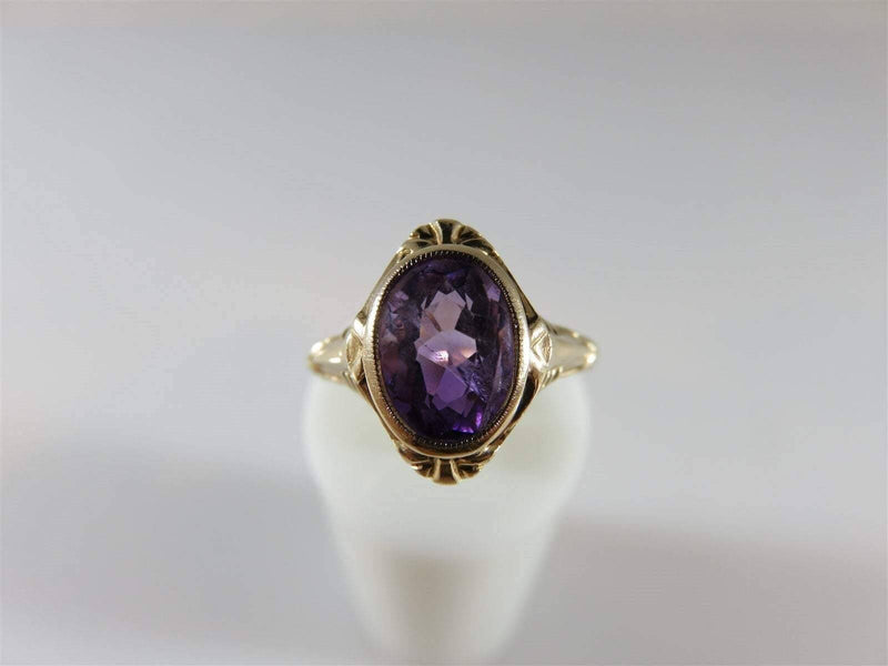 14K Purple Amethyst Ring Size 4.75 Art Nouveau Era Natural Stone Sz 4.75 - Just Stuff I Sell
