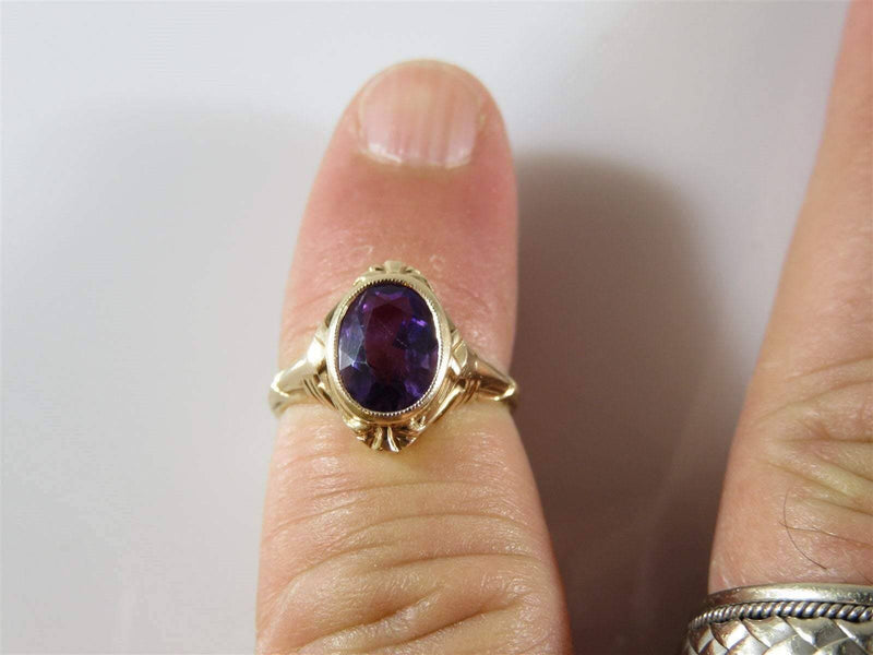 14K Purple Amethyst Ring Size 4.75 Art Nouveau Era Natural Stone Sz 4.75 - Just Stuff I Sell