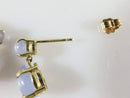14K Yellow Gold Blue Moonstone Dangle Earrings Round Tear Drop Cabochon - Just Stuff I Sell