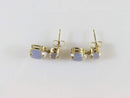 14K Yellow Gold Blue Moonstone Dangle Earrings Round Tear Drop Cabochon - Just Stuff I Sell