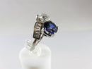 Art Deco Style 14K White Gold Sapphire and White Spinal Bypass Ring Size 5.75 - Just Stuff I Sell