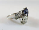 Art Deco Style 14K White Gold Sapphire and White Spinal Bypass Ring Size 5.75 - Just Stuff I Sell
