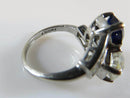 Art Deco Style 14K White Gold Sapphire and White Spinal Bypass Ring Size 5.75 - Just Stuff I Sell