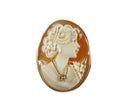 Nice Vintage 14K Yellow Gold Diamond Accented Carved Shell Cameo Pendant Brooch - Just Stuff I Sell