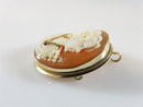 Nice Vintage 14K Yellow Gold Diamond Accented Carved Shell Cameo Pendant Brooch - Just Stuff I Sell