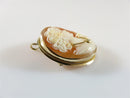 Nice Vintage 14K Yellow Gold Diamond Accented Carved Shell Cameo Pendant Brooch - Just Stuff I Sell