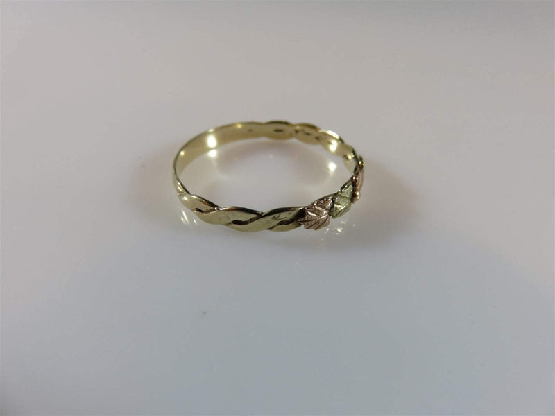 CCO 10K Yellow & Pink Gold Leaf Accented Black Hills Gold Band Ring Size 8.75 - Just Stuff I Sell