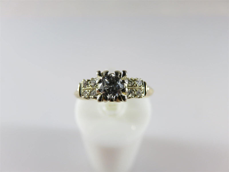 Vintage .22 TCW Diamond Engagement Ring Size 5.5 Solitaire with Accents - Just Stuff I Sell