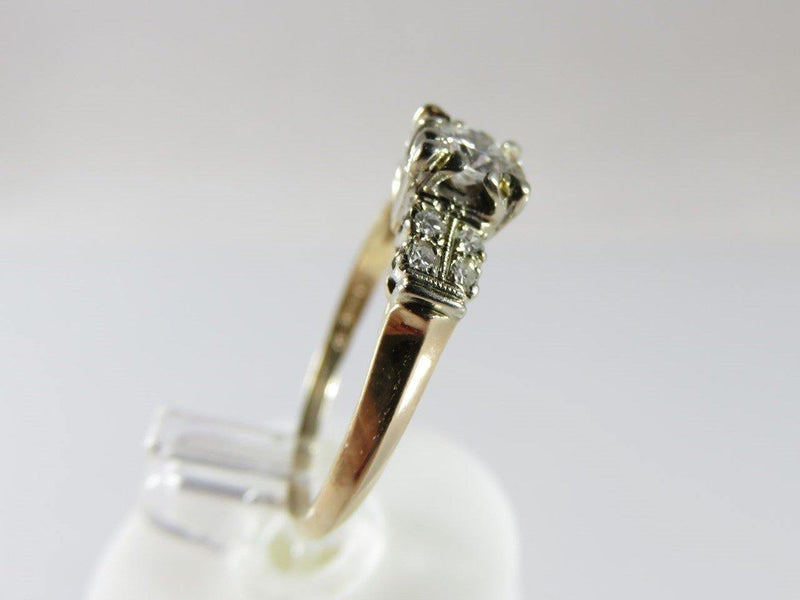 Vintage .22 TCW Diamond Engagement Ring Size 5.5 Solitaire with Accents - Just Stuff I Sell