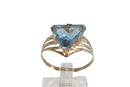 Antique 9K 375 Gold Ring Triangle Cut Natural Topaz Women's Size 8 — Mid Century • Gold, Rose Gold • Topaz — front view