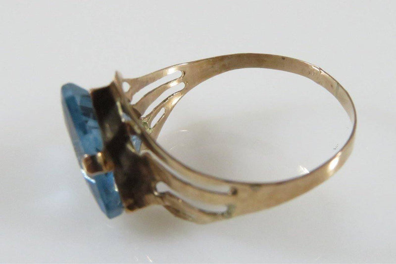 Antique 9K 375 Gold Ring Triangle Cut Natural Topaz Women's Size 8 - Just Stuff I Sell