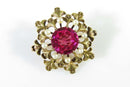 Absolutely Gorgeous 3.3 Carat Ruby & 8 Pearl 14K Yellow Gold Mid Century Brooch - Just Stuff I Sell
